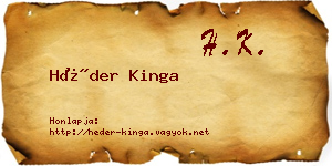 Héder Kinga névjegykártya